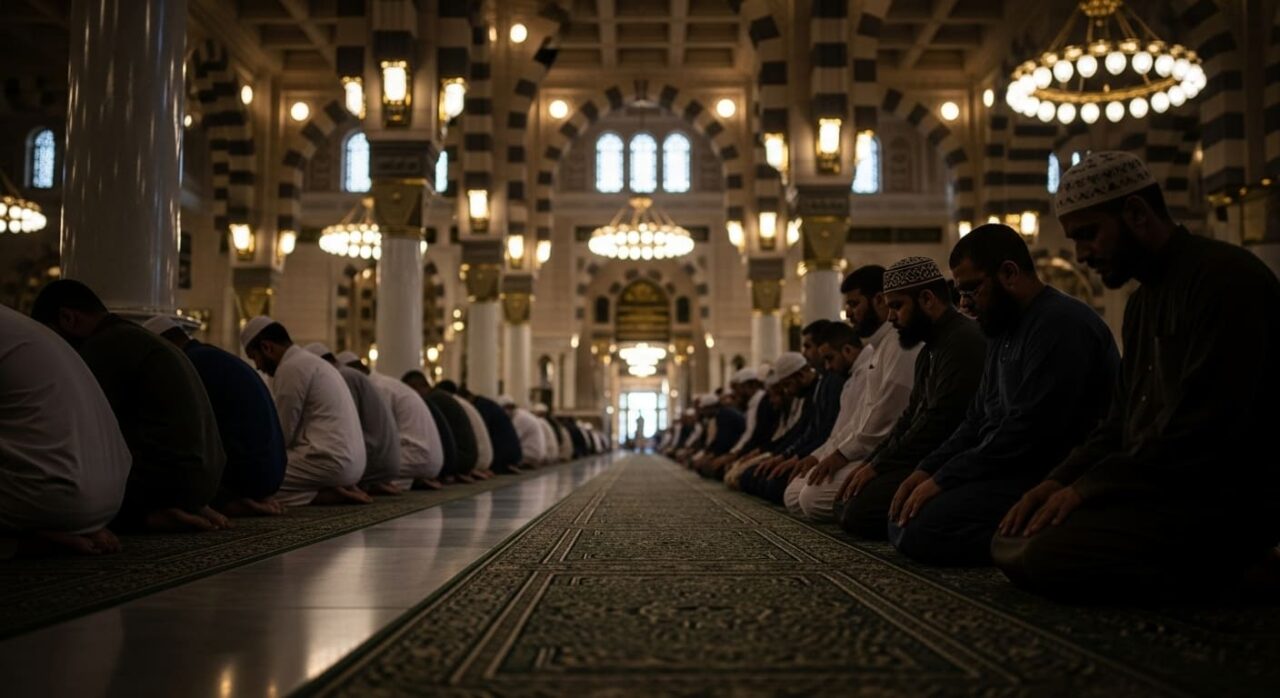 People praying in Madina